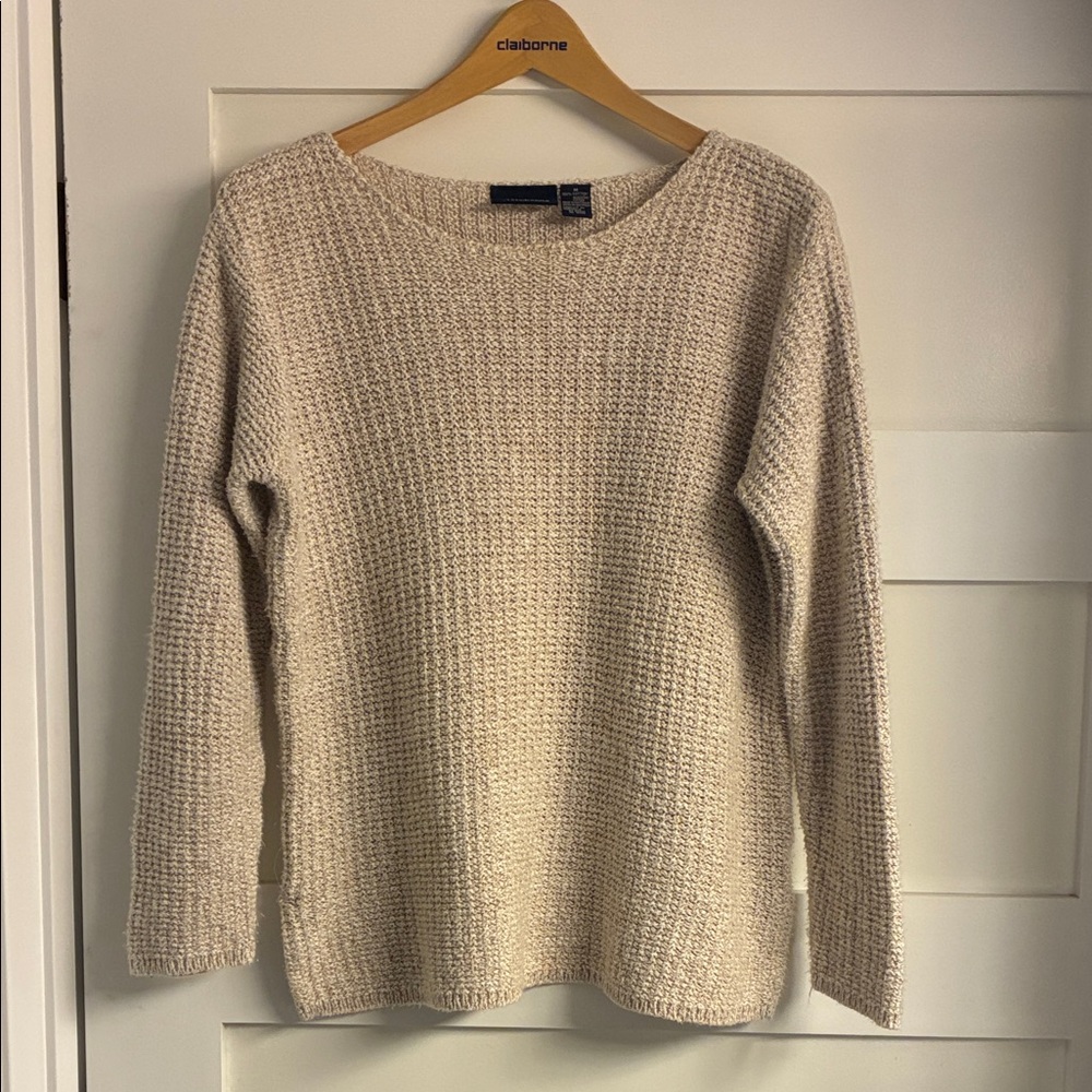 Claiborne Women's Neutral Beige Crewneck Sweater